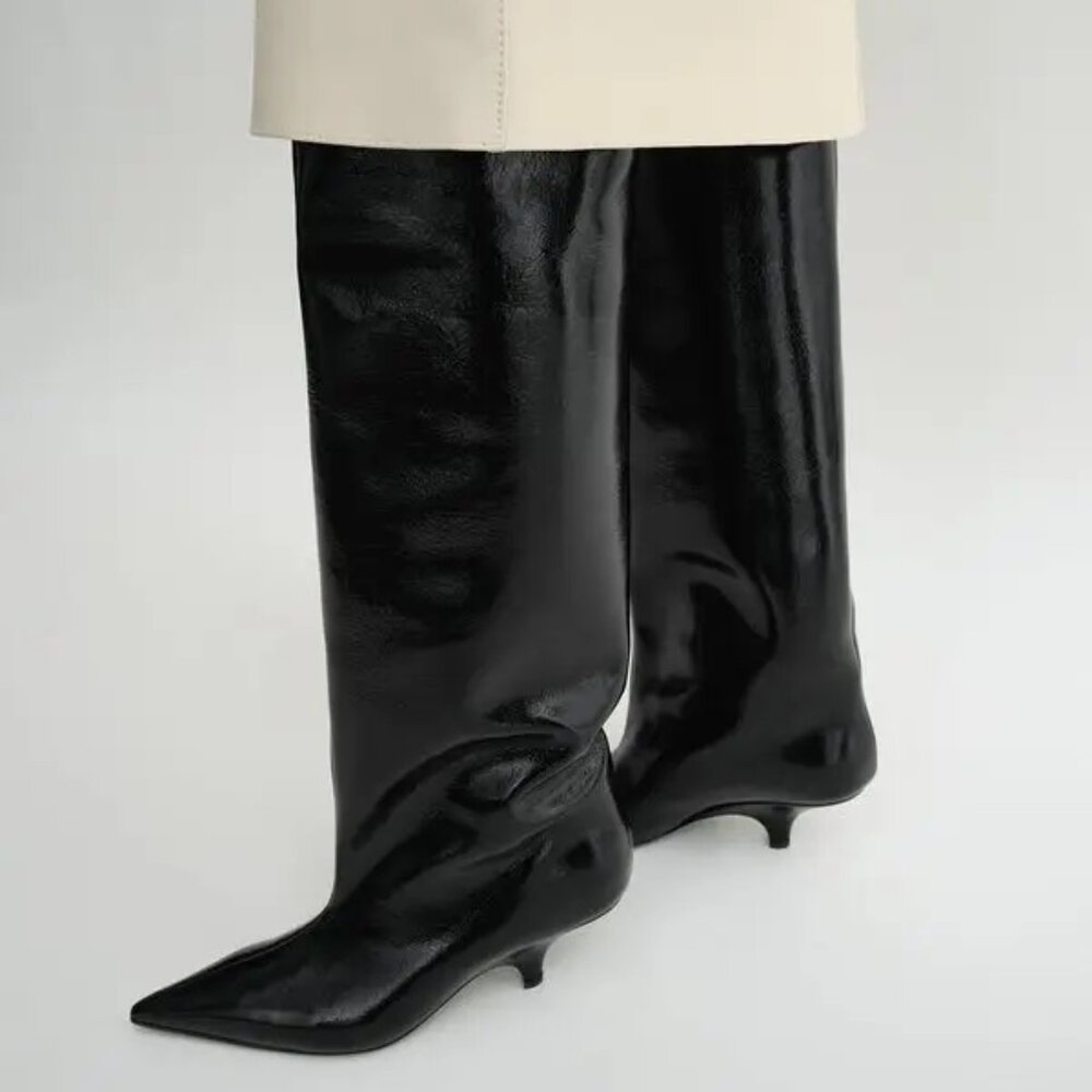 Toteme Patent Leather Knee-high Wedge Heel
